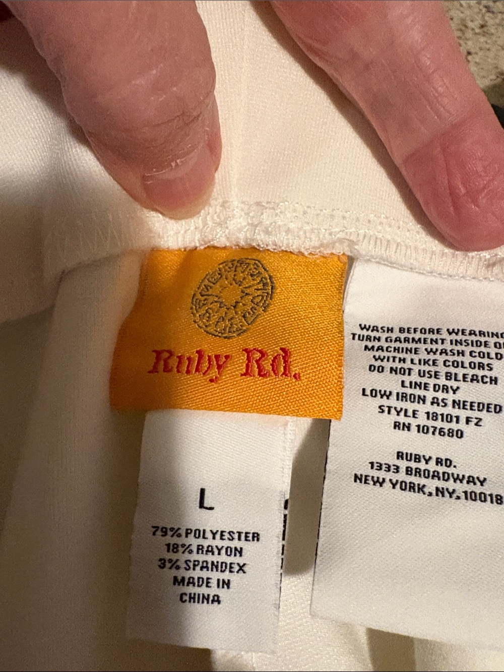 Ruby Rd. Cream Straight-Leg Pull-On Pants - Picture 3 of 4